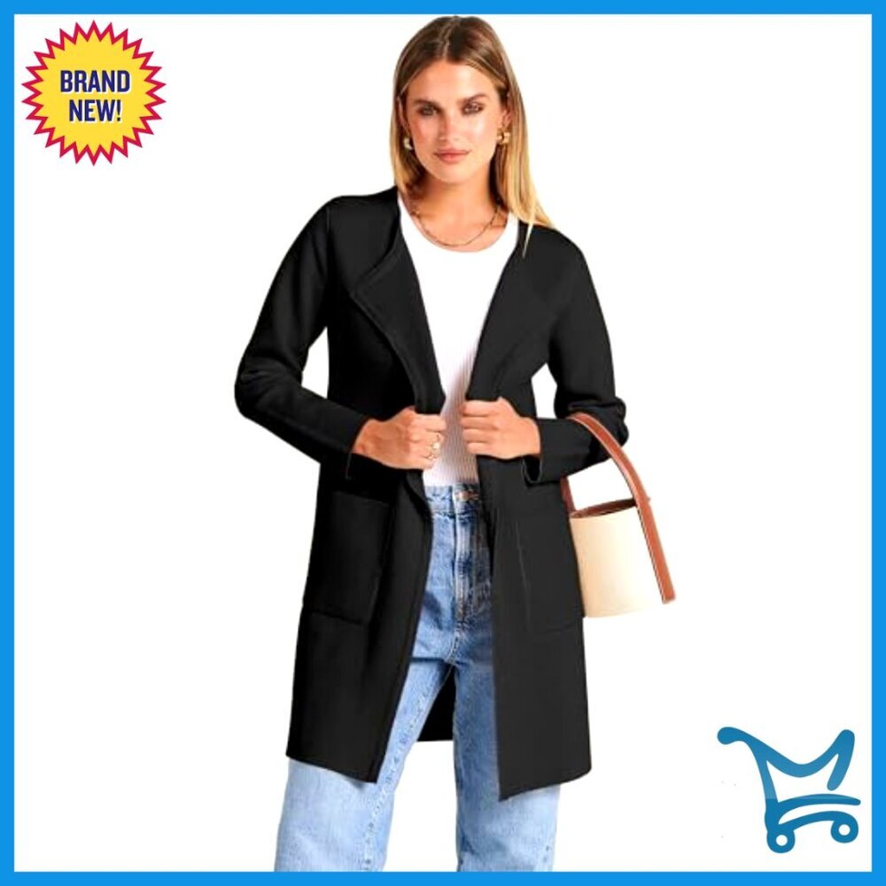Open Front Knit Cardigan Sweater Coatigan Dressy Casual Jacket Classic Chic - Picture 5 of 7